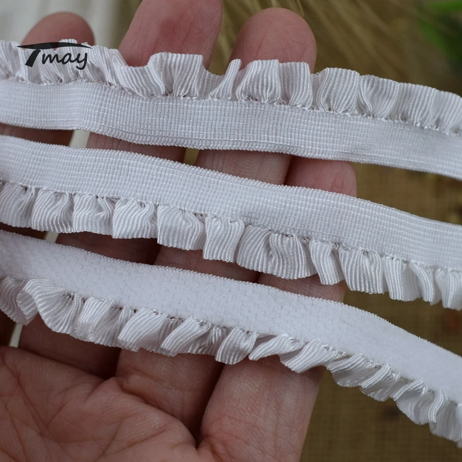 Белые кружева с оборками #1606 эластичные ленты кружевная лента 4 ярдов/партия 14 мм