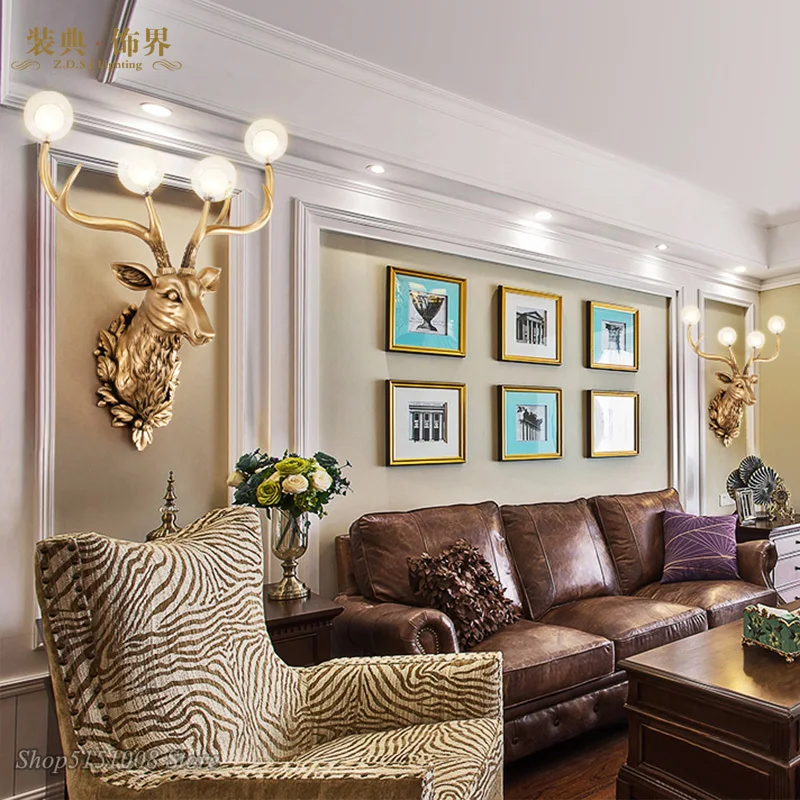 Настенные светильники в скандинавском стиле с головой оленя креативный Ретро