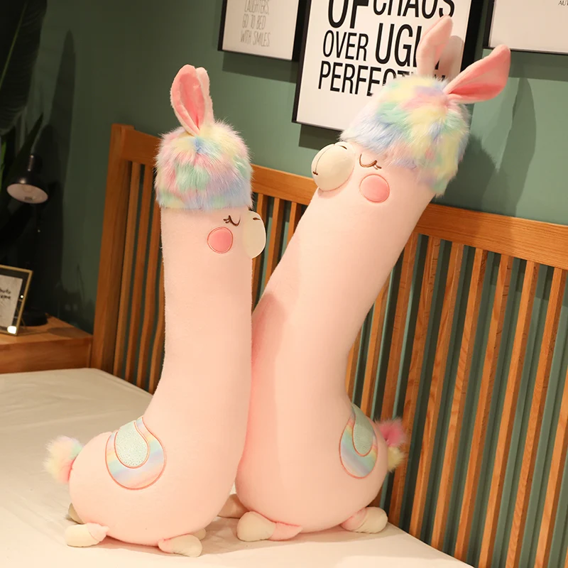 

70/100 см Симпатичные животные, подушка для объятий, мягкий пушистый парень, Logy, альпака, плюшевая игрушка, розовая, кавайный подарок для девушк...