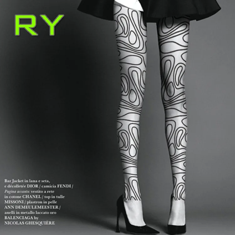 

2021 New Women's Printed Stockings Flower Printed Pantyhose Stockings Women's Leggings Stockings Stockings