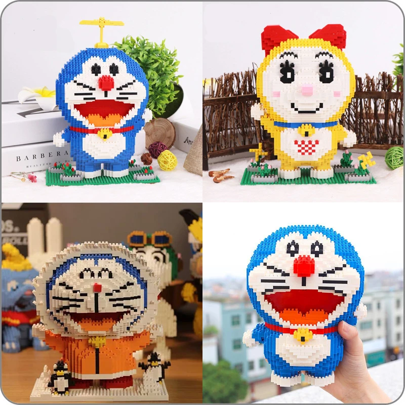 

2470pcs Anime Cartoon Doraemon Cat Fat Blue Animal Pet Robot Model DIY Mini Diamond Blocks Bricks Building Toy for Boys Children