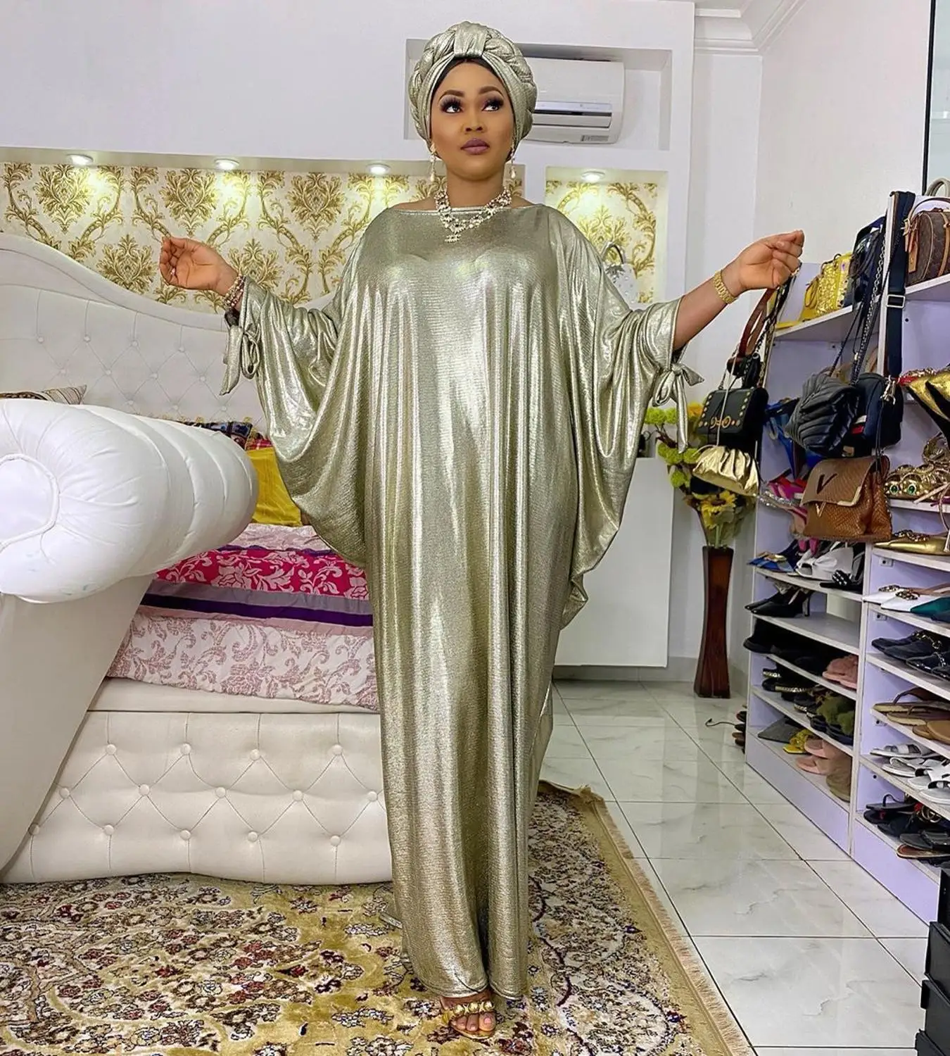 

African Design Dashiki Dress Hijab Abaya Bandage Bazin Vintage Vestido Bat Sleeve Robe Gowns Africa Sexy Lady Party