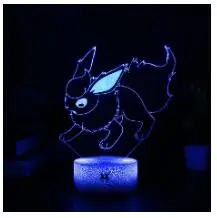 Популярная игра Покемон Eevee семейная серия 3D лампа USB мультфильм ночной Светильник СВЕТОДИОДНЫЙ 7 цветов Настольная лампа подарки для детей HUI YUAN бренд - Цвет: Flareon