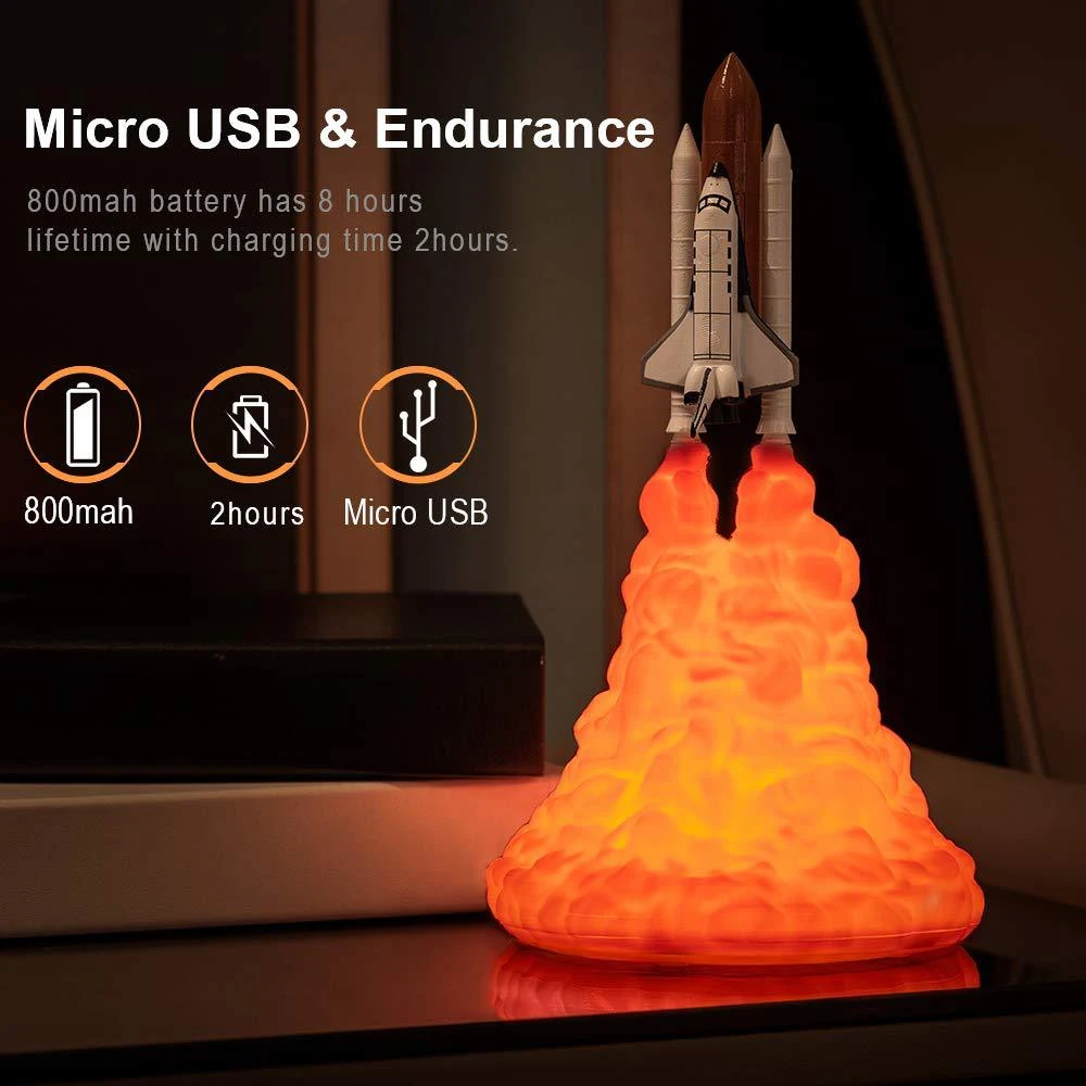 

3D Print LED Night Light Space Shuttle Rocket Best Christmas Lights Night Light For Kid Friend Christmas Gift Room Decoration