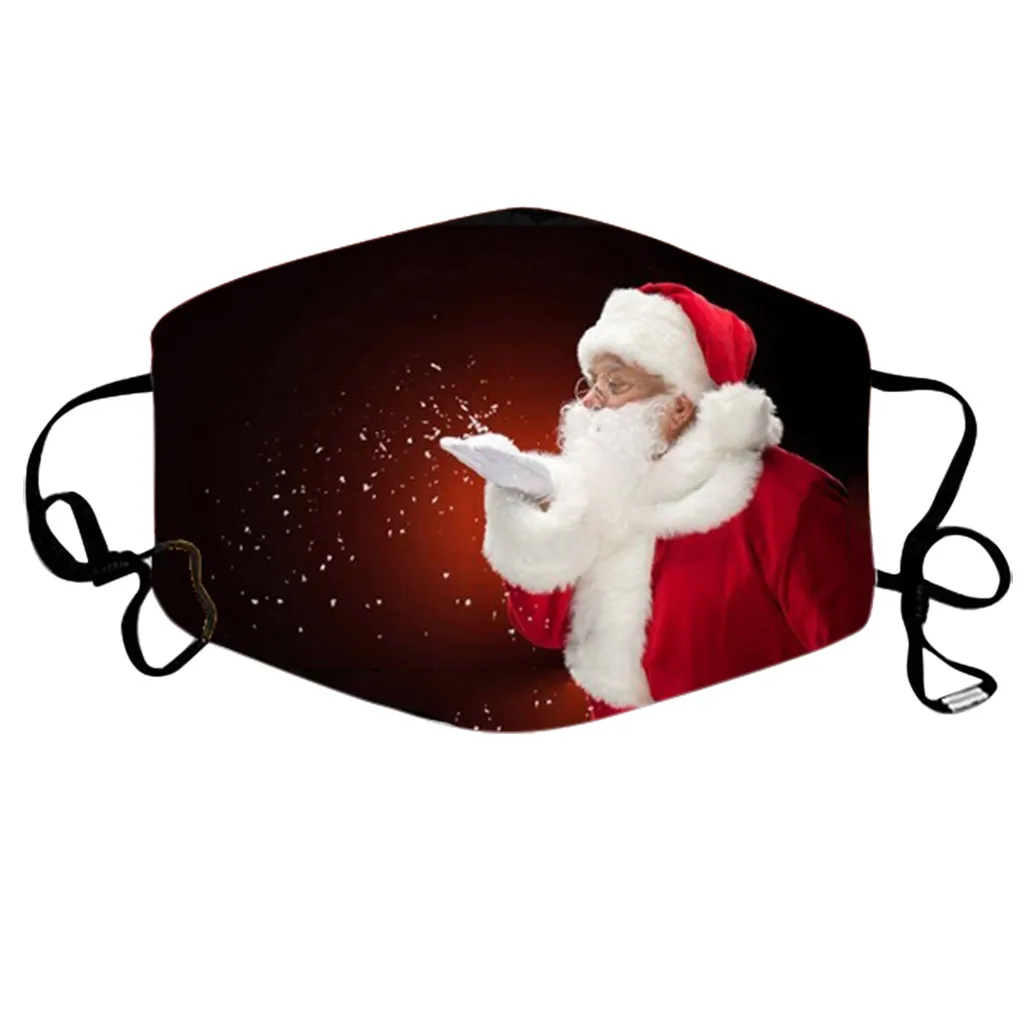 

Christmas Masks Cotton Fabric Print Reusable Washable Breathable Face Cover Facemasks For Women Men Festive Party Supplies #30