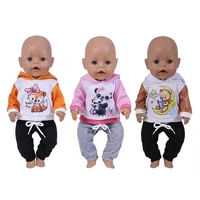 18 inch doll clothes accessories cartoon bear panda suit fashion 43cmreborn doll sports hoodies trousers new born baby items
