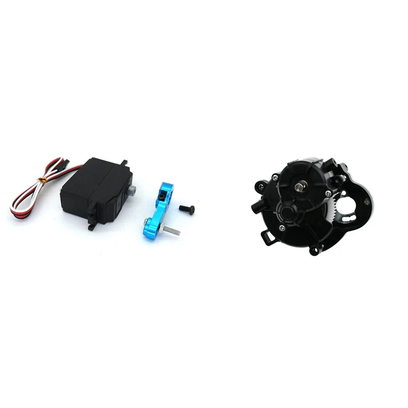 

2 Set RC Car Part: 1 Set Metal Servo With 25T Servo Arm Horn & 1 Pcs Metal Gear Box Assembly Transmission Box With Gear