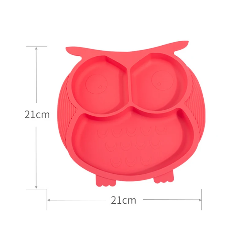 

Baby Feeding Bowl Owl Silicone Dinner Plate Suction Cup Auxiliary Bowl Baby Compartmentalized Tableware Children's Dinner Plate
