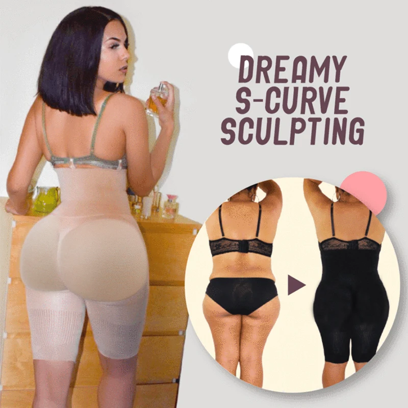 

2-in-1 Hip Belly Shapewear High Waist Seamless Breathable Booty Lift Tummy Control d88