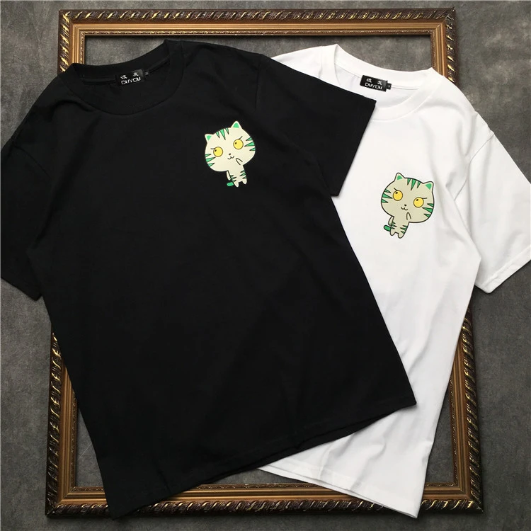

PPFRIEND Summer New Unisex T-Shirt Men Women 100% Cotton Cartoon Cat Print Casual T shirt High Quality Male Tee PP19045