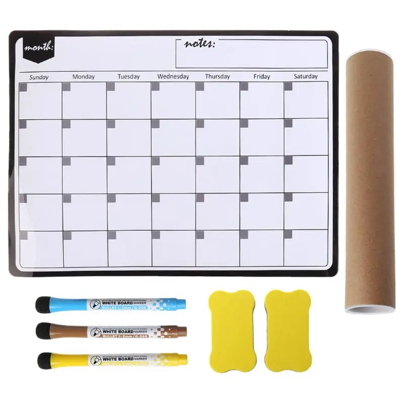 

A3 Monthly Planner Magnetic Whiteboard Fridge Magnets Drawing Message Remind Pad Q1JC