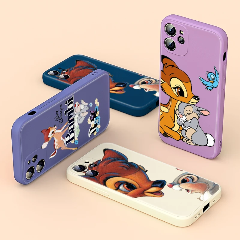 

Liquid Silicone Soft Cover Cute Bambi Thumper For Apple IPhone 13 12 Mini 11 Pro XS MAX XR X 8 7 6S SE Plus Phone Case