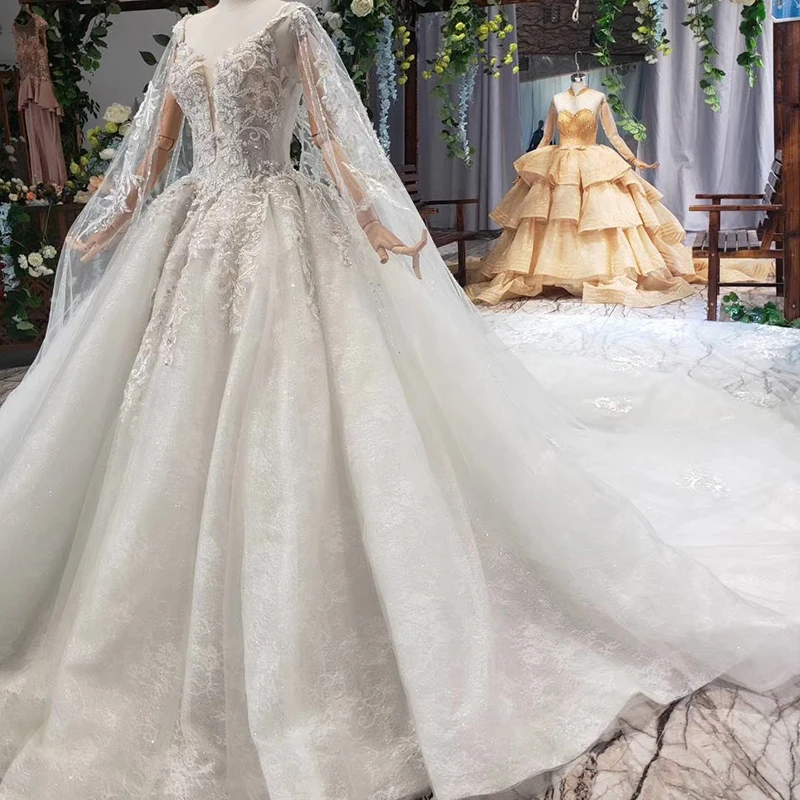 HTL578 Detachable Mantle Wedding Dresses Big V-neck Spaghetti Straps Lace Up Back Summer Bridal Gowns Robe De Mariee Boheme