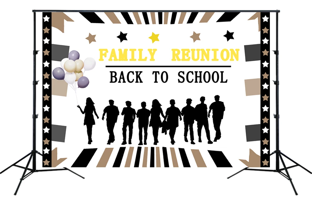 Семейный Реюньон фото Портрет фон обратно в школу черный белый золотой торт стол