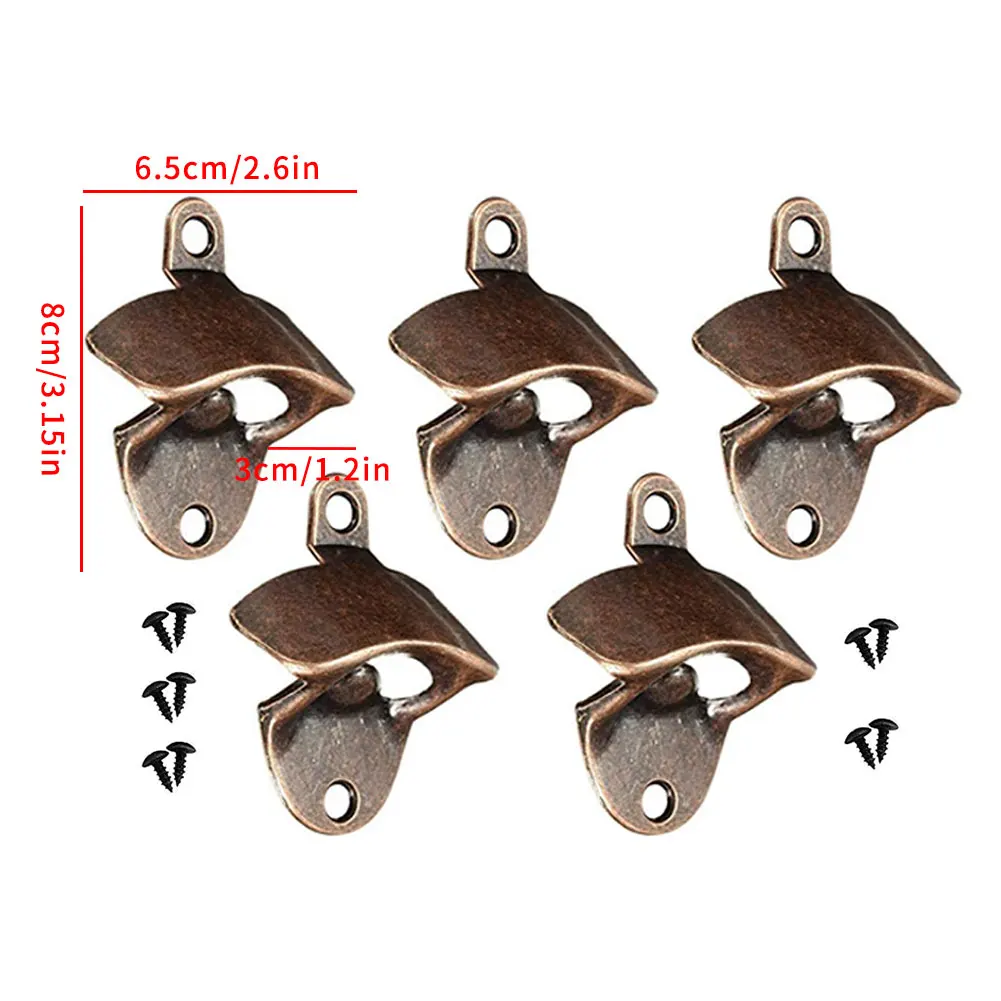 

5PCS Nice-Looking Wall Mounted Opener Unique Wine Beer Soda Glass Bottle Opener Durable Home Kitchen Accessories Supplies Bar