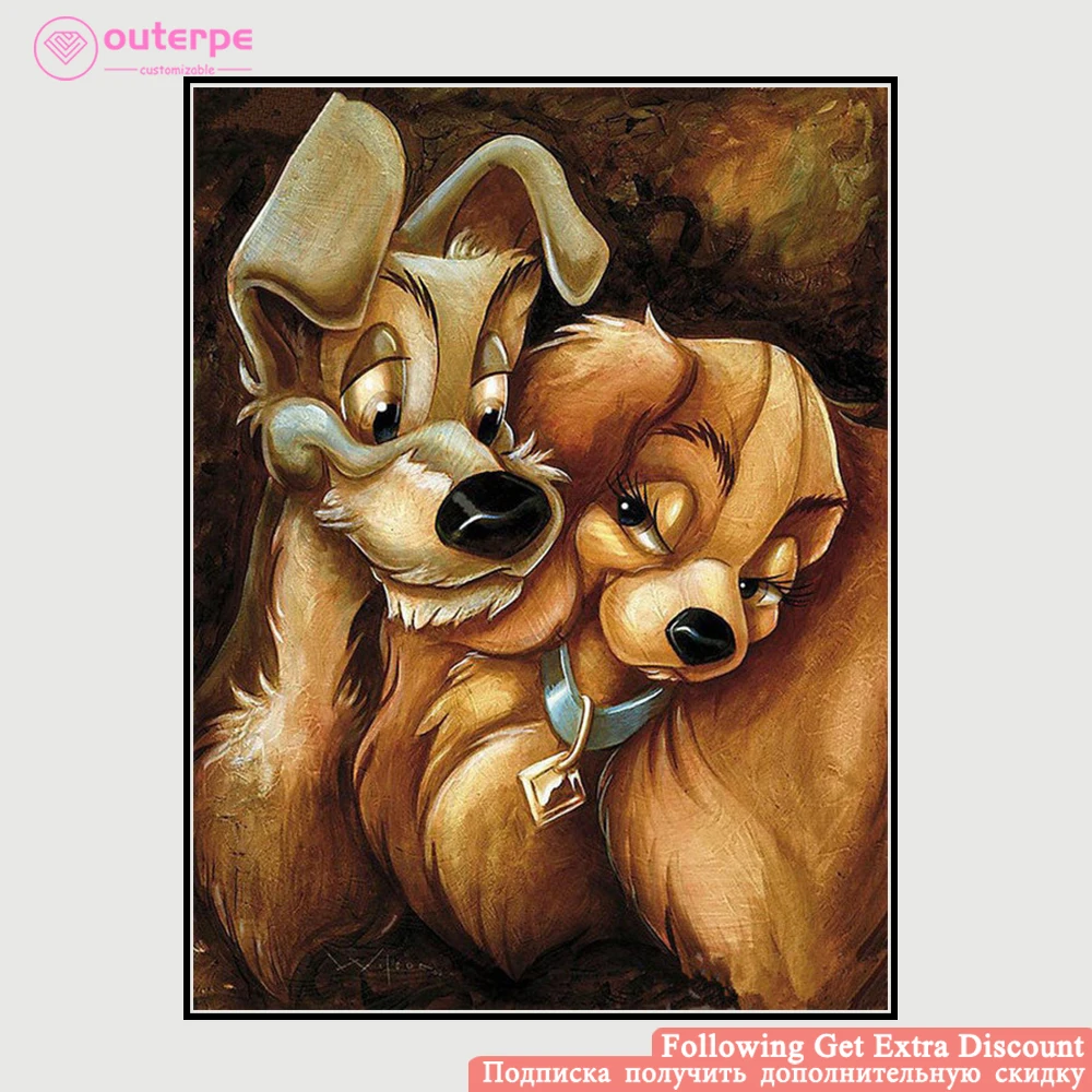 Алмазная 5D картина мультяшная собака полноразмерная/круглая вышивка мозаика