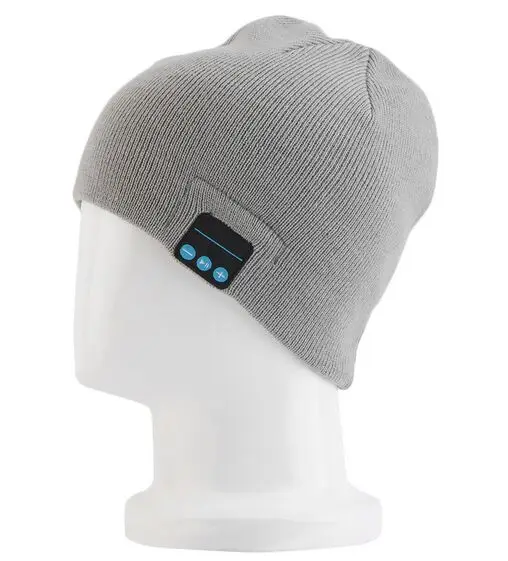 Light grey Unisex Smart Wireless Bluetooth Music Winter Warm Knitted Beanie Hat Headphones Cap With Handsfree Earphone - Цвет: Light grey