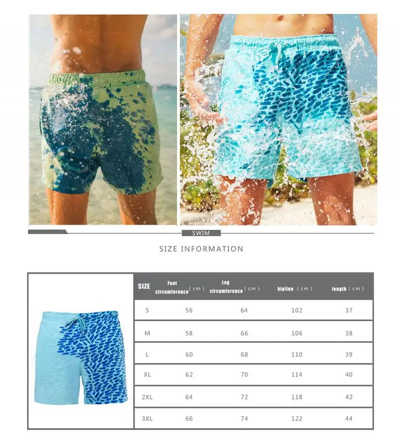 

2020 Men Color-changing Shorts Magical Change Color Beach Shorts Discoloration Shorts Swimming Pants Quick Dry Shorts