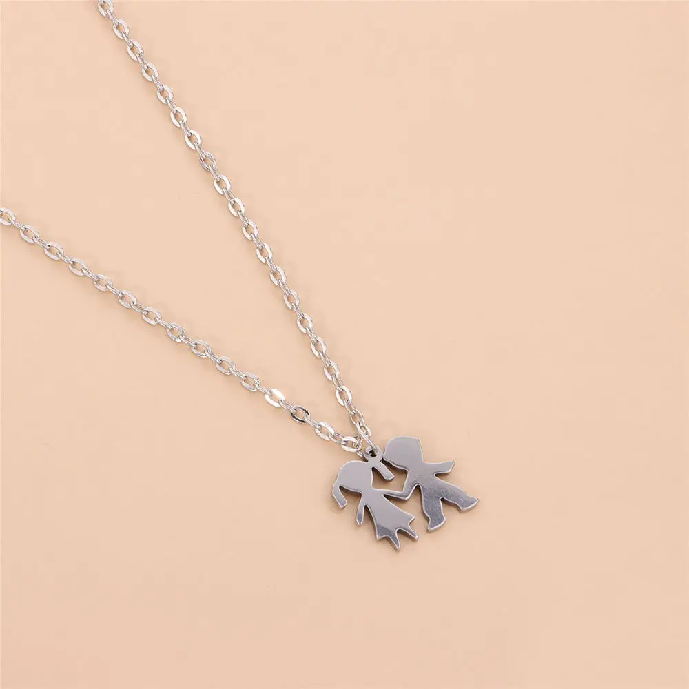 

Simple Family Boys Girl Statement Pendant Necklace For Women Geometric Love Couple Necklace Jewelry colares feminino masculin