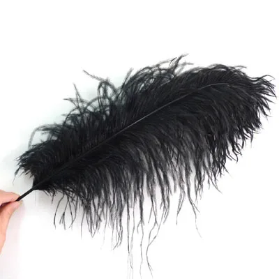 black Украшения из перьев 10 шт 55-60 см красочные страусиные перья сценические реквизит Свадебная Цветочная одежда с рисунком маски украшения - Цвет: black