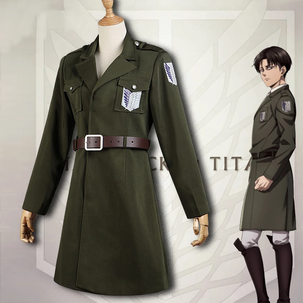 Attack on Titan Final Season Levi Eren Cosplay Costume Survey Corps Green Jacket Windbreaker Cosplay Halloween