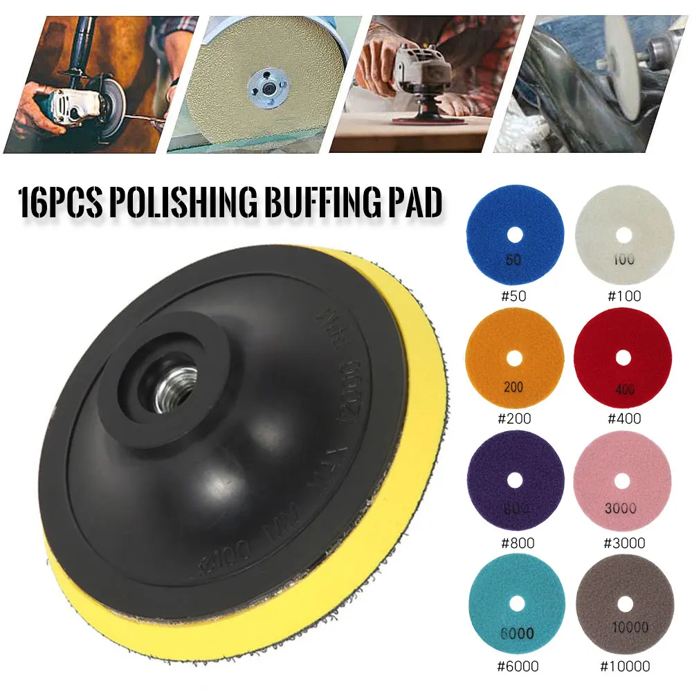 

16pcs Sandpaper Water Mill Metal Polish Loop Sanding Pad Abrasives Mixed Sticky Disk Polishing Pads Grinding Discs Wet Hand Tool