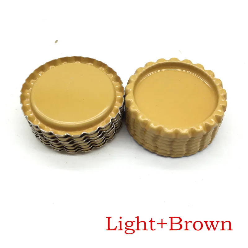 Light brown Новое поступление, 24 цвета, с обеих сторон, металлические фланцевые крышки для бутылок без отверстий, плоские крышки для бутылок для ожерелья, украшения для волос - Цвет: Light brown