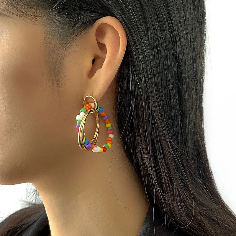 

New Ins Gold Pearl Beads Drop Earrings for Women Bohemain pendientes Indian Palace Statement Jhumka Earring Party Jewelry Gift