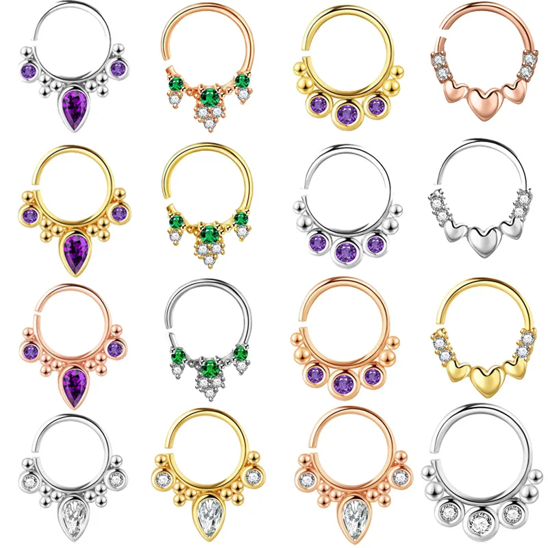 

C-shaped Stainless Steel Nose Ring Set Crystal Nose Piercing Hoop Tragus Ear Bone Stud Septum Piercing Body Jewelry