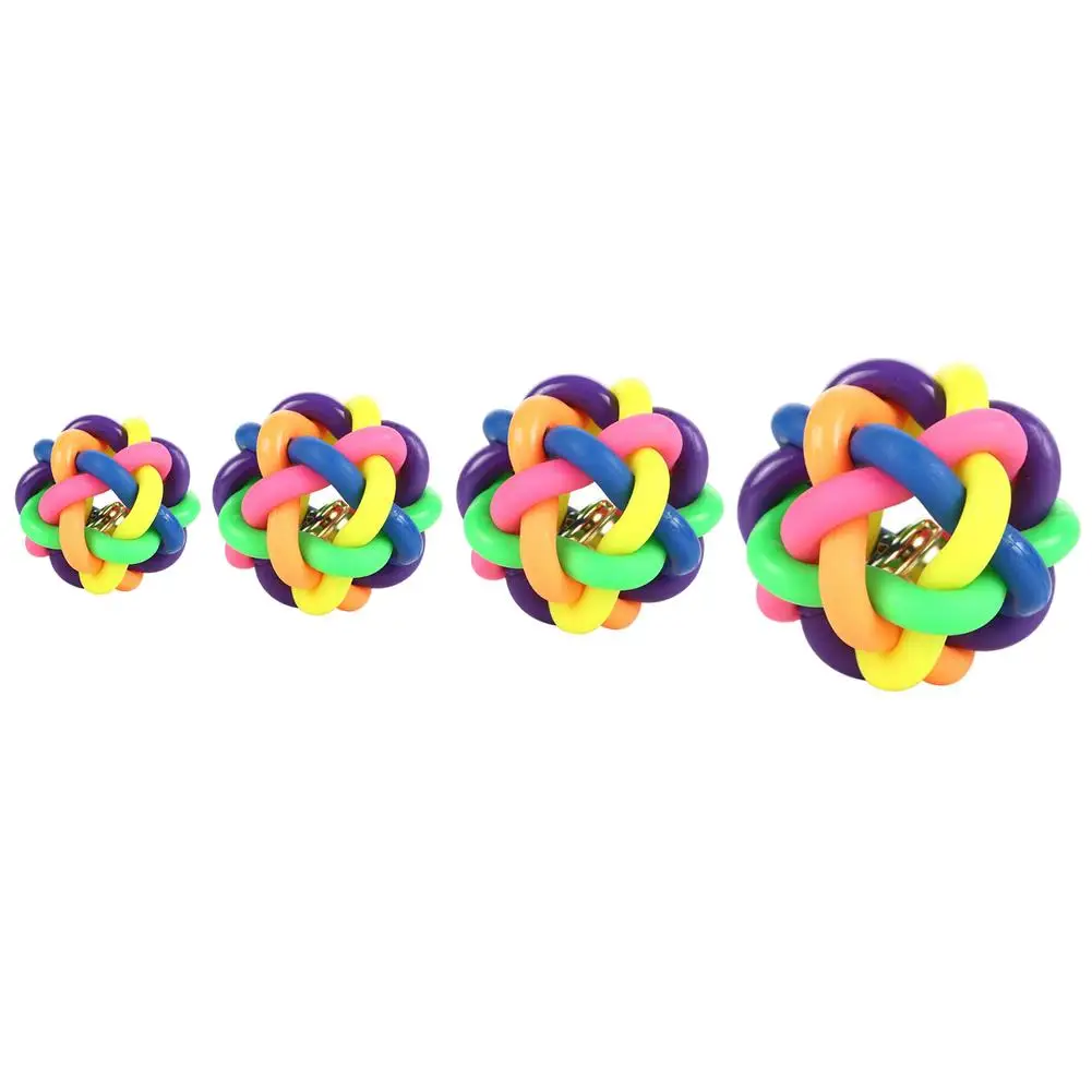 

Резиновые шарики для собак, игрушки для щенков ярких цветов, игрушка для собак с колокольчиком, игрушки для жевания со звуком и движением, мя...