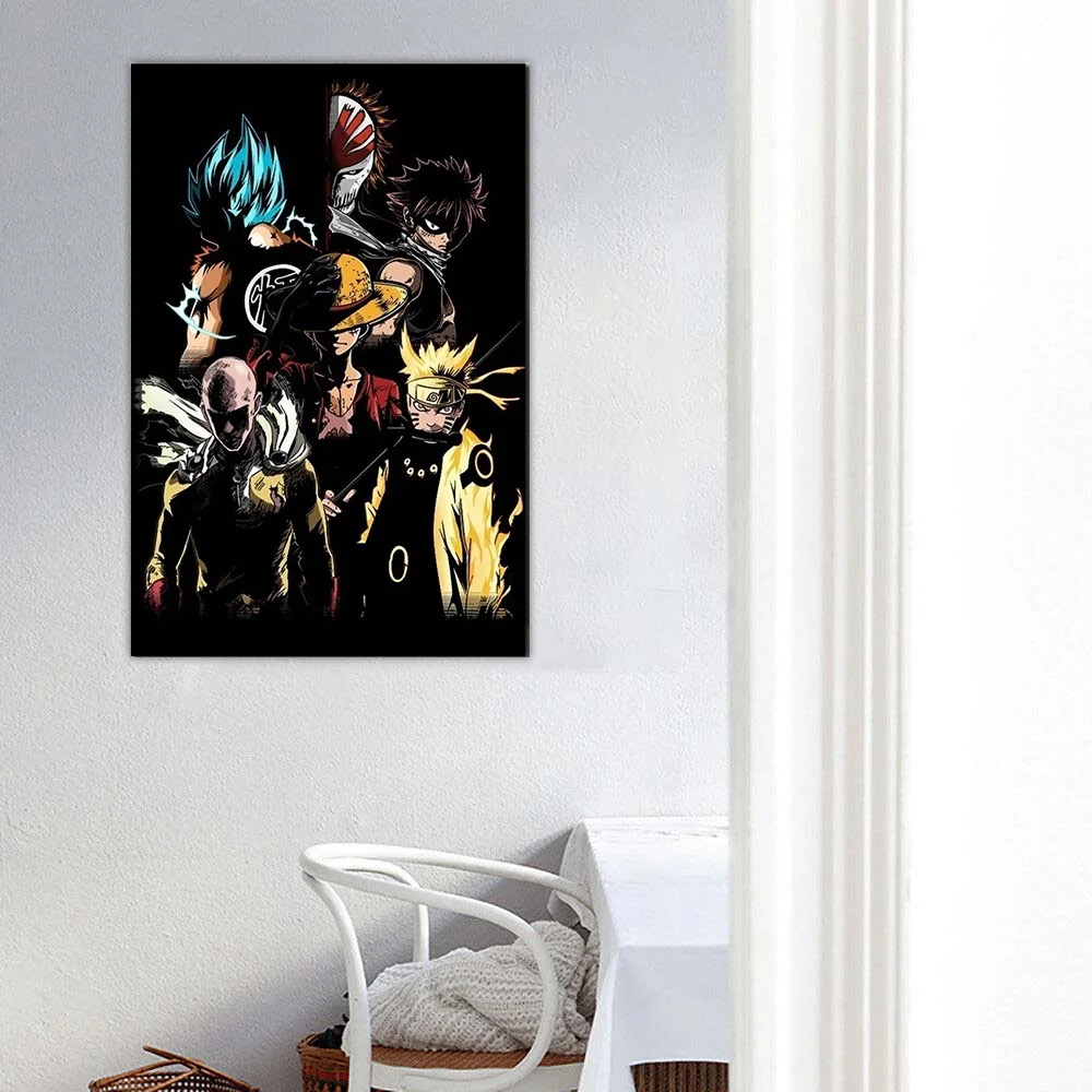 

Animation Cartoon Characters Poster Goku Naruto Luffy Canvas Paintings Wall Art Picture for Living Room Bedroom Home Decor