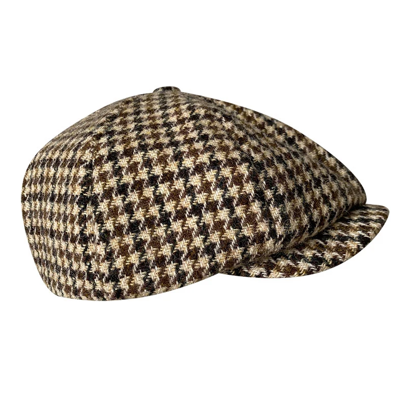 Casquette octogonale à chevrons pour homme et femme, chapeau plat 100% laine, de haute qualité, nouvelle collection hiver, BLM348