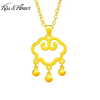 kissflower pd65 fine jewelry wholesale fashion baby kids birthday gift long life safety lock 24kt gold pendant charm no chain
