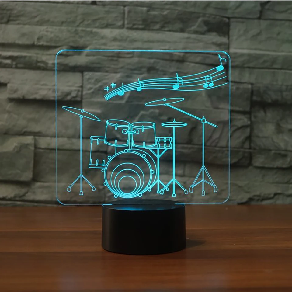

Drum Music 3D LED RGB Night Light 7 Color Change Desk Light Action Figures 2850 Kids Home Christmas Toys