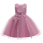 Новое жаккардовое платье с вышивкой для девочек, платье принцессы для свадьбы, подружки невесты, банкета, кружевное Сетчатое платье с бантом