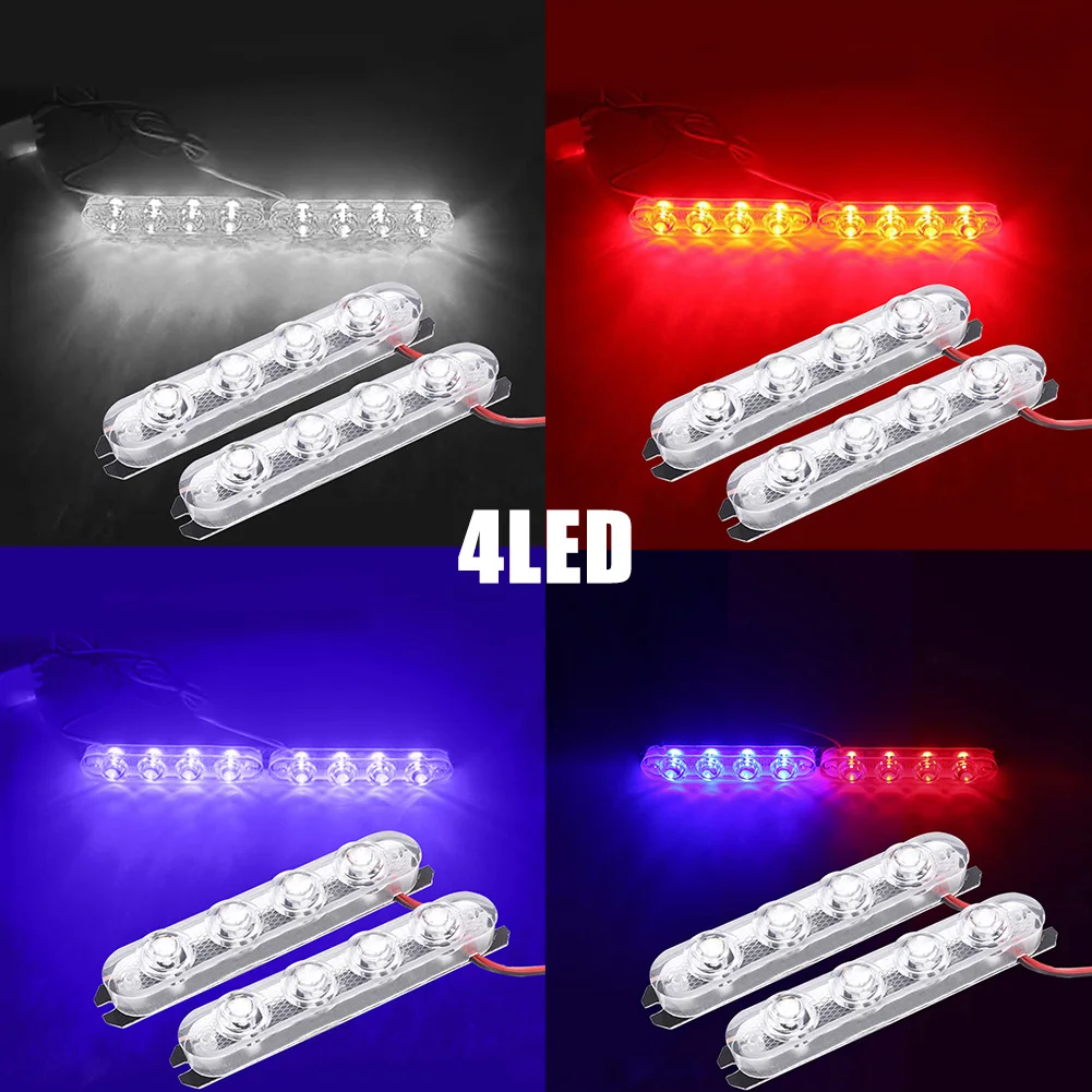 2 шт. автомобильные огни DRL 12 В 4 светодиодный