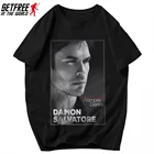 Футболка с дневниками вампира Деймона Сальваторе, хлопковая Футболка большого размера с круглым вырезом и коротким рукавом в стиле Харадзюку