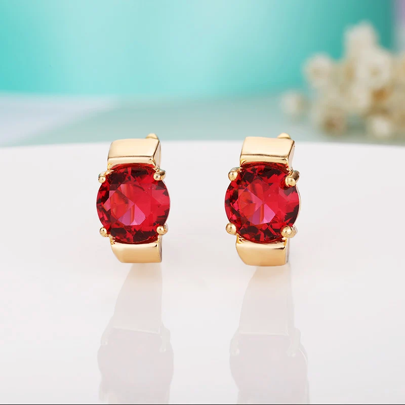 6-gold MAIKALE простые серьги с цирконием кубической Огранки Красный/синий/черный/зеленый 10 мм CZ бисера золото/серебро серьги для женщин Корейский подарок ювелирных изделий - Окраска металла: 6-gold