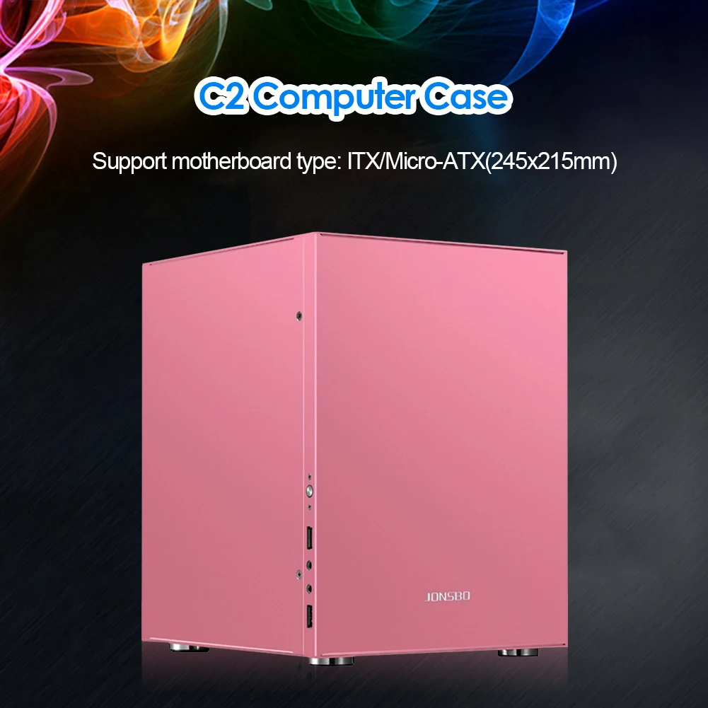 

Jonsbo C2 ITX Micro-ATX Mini Computer PC Case USB3.0 Audio Mic Aluminum Small Desktop Chassis Support 3.5/2.5 inch HDD