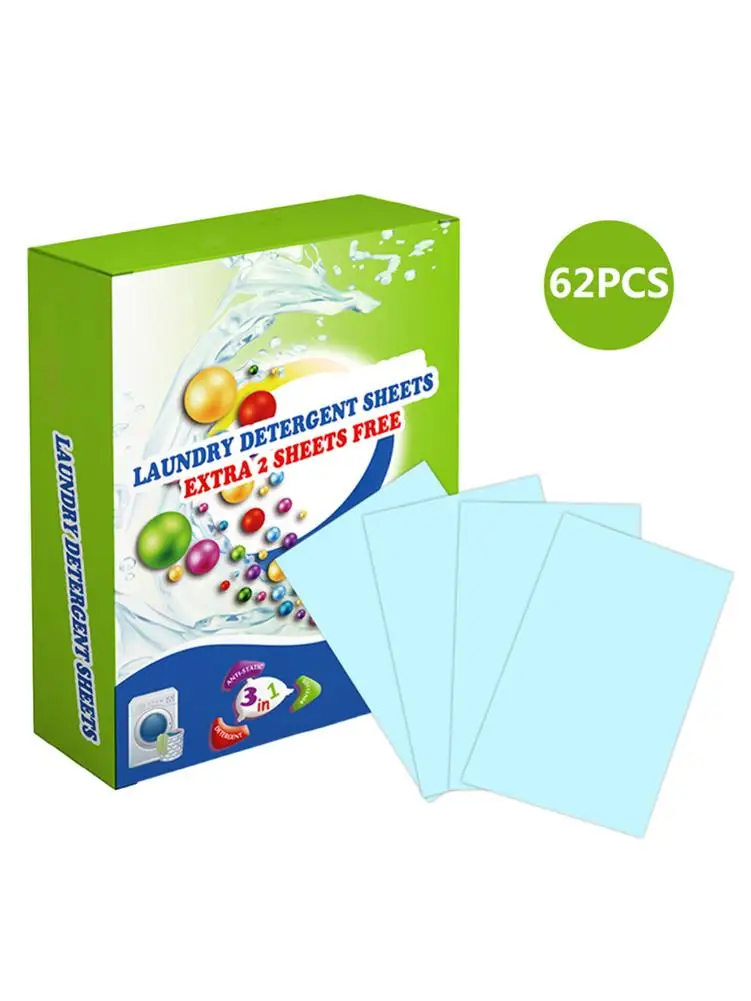 

62PCS New Concentrated Laundry Detergent Sheets Deep Cleaning Cloth Laundry Washing Tablets Home Supplies