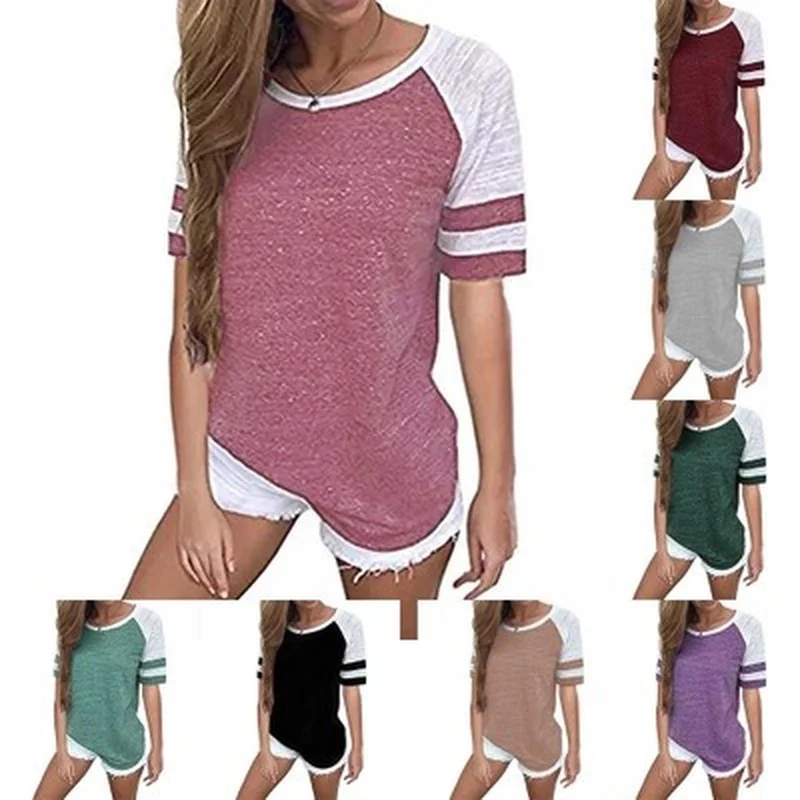 

Women Summer Tops Casual Short Sleeve Round Neck T-Shirts Green Tee for Ladies