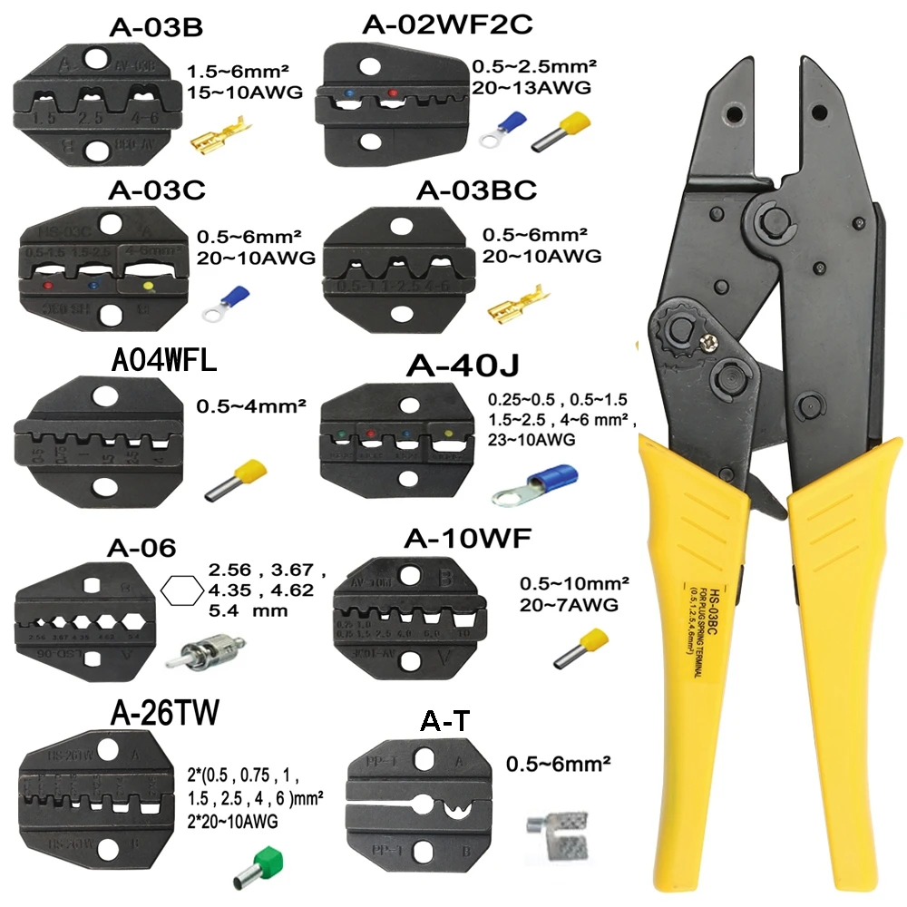 A10WF A26TW A06 A03BC A02WF2C A40J плашки наборы для HS FSE AM-10 EM-6B1 EM-6B2 обжимной Пилер обжимной станок модули один комплект челюсти