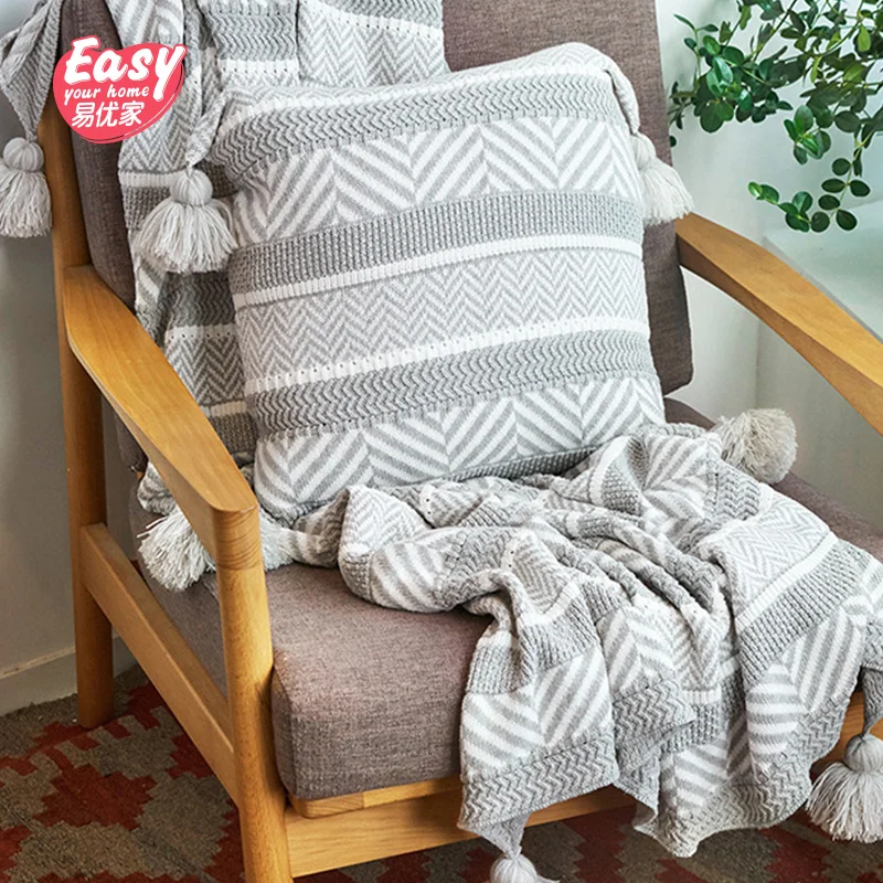 Роскошный геометрический Хлопковый чехол для подушки ручной вязки осенний 45*45