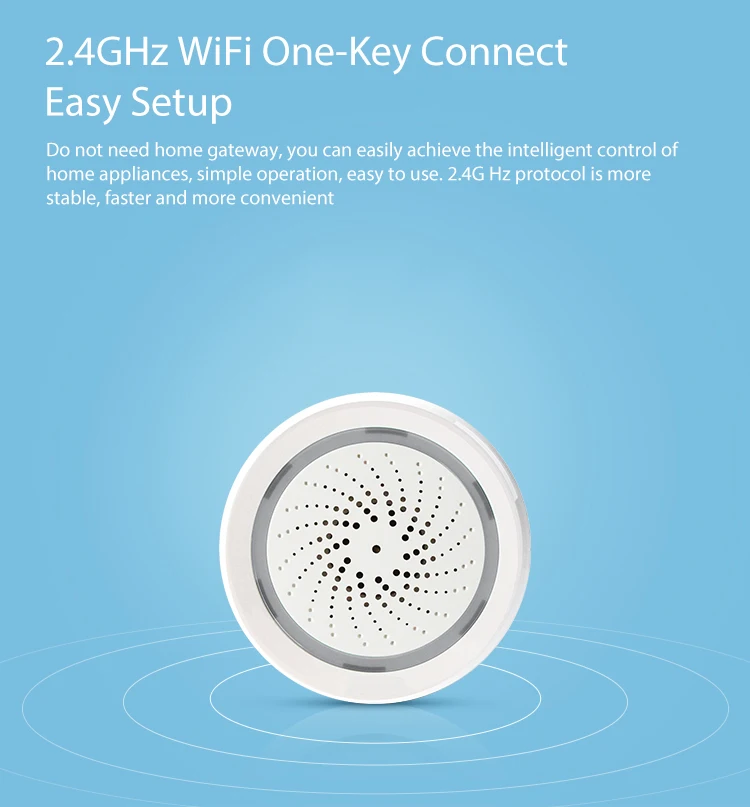 2,4G Wifi 3 в 1 сирена-сигнализация связь с датчиком температуры и влажности сигнализация Умный дом поддержка для Tuya Smart Life Alexa IFTTT