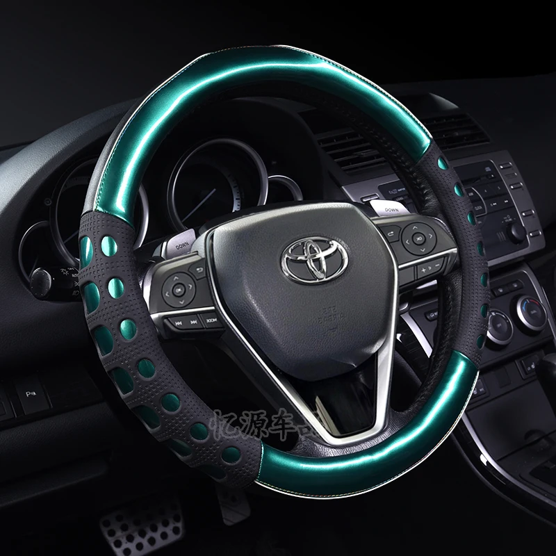 

Carbon Fibre Car Steering Wheel Cover 15 Inch/38cm for Toyota All Models Prius Altis Estima Camry Corolla Interior Accessories