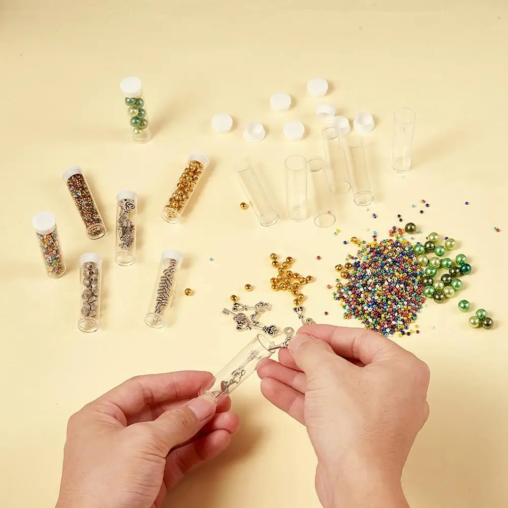 100Pcs Transparent Plastic Bead Containers Storage Bottle for Jewelry Small Component Organizer Jars Jewelry Packaging Display