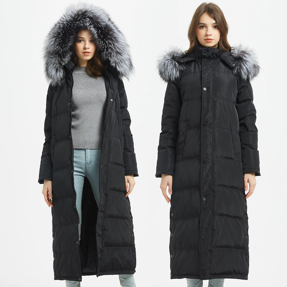 2019 модная зимняя куртка из натуральной кожи с большим воротником лисьего меха