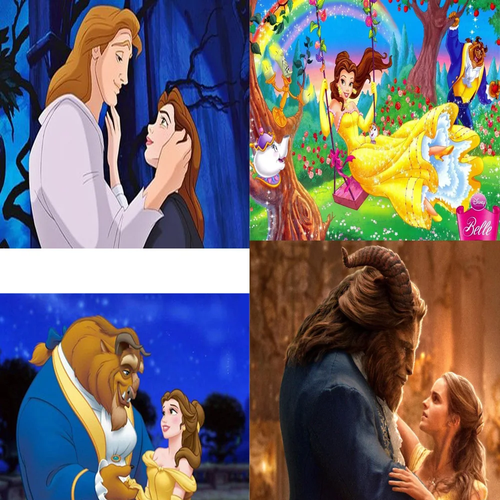 

Cartoon Beauty and the Beast Disney Full Square Round Diamond 5D DIY Diamond Painting Embroidery Cross Stitch Home Decoration