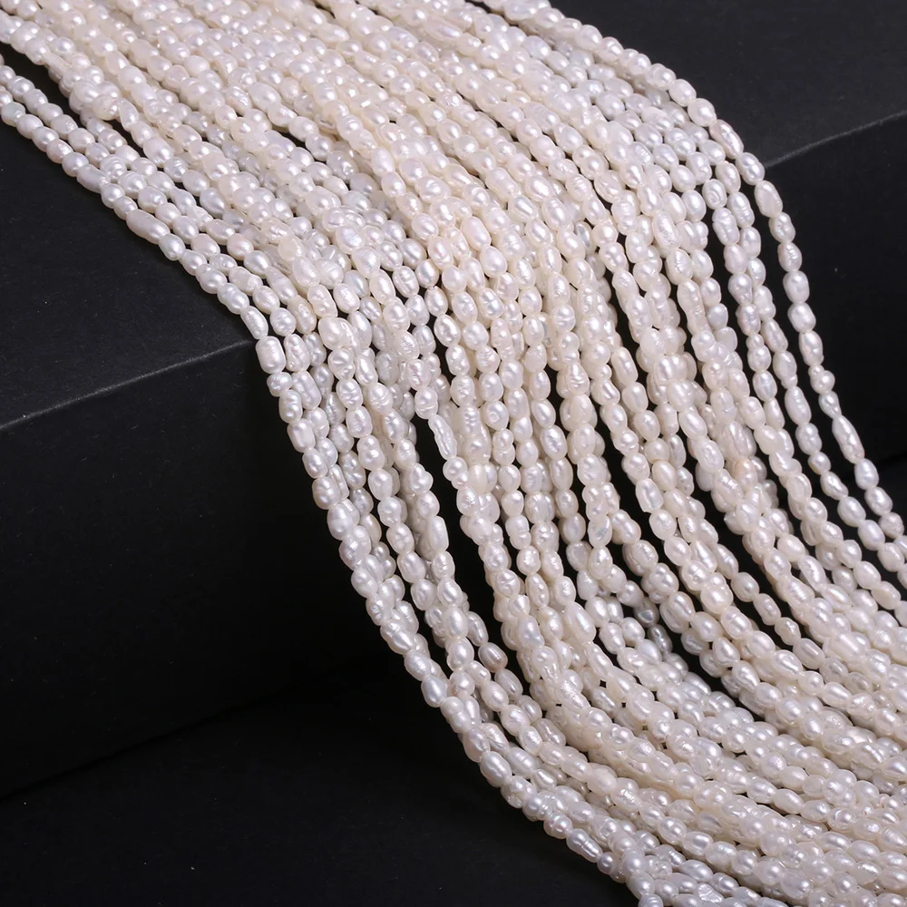 

Fine Natural Freshwater Pearl Bead Rice shape Beads for Women Gift Jewelry Making DIY Necklace Bracelet 2-2.5mm 14inch