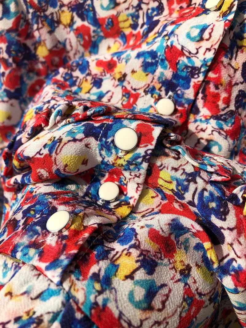 2020 New Women Viscose Floral Printed Short Mini Dress With V Neckline &amp Ruffled Detail | Женская одежда